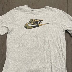Nike Heather Gray Tee with Camouflage Logo
